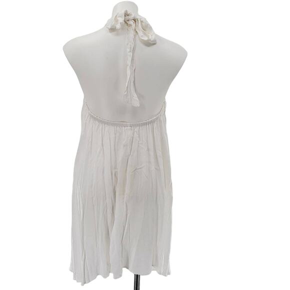 NWT Elan White Halter Pleated Open-Back Mini Dress Women's Size M - Picture 2 of 9
